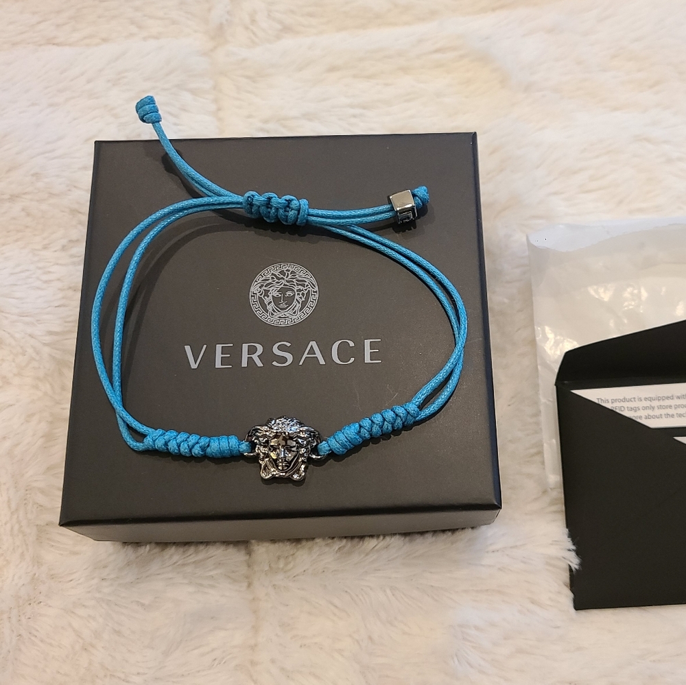 Versace Turquoise Cord Bracelet with Medusa Emblem
